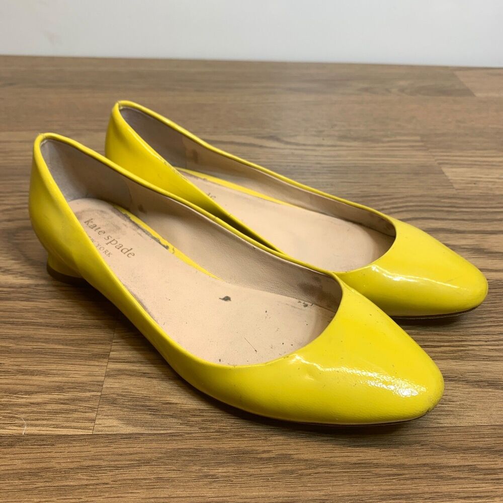 Kate Spade Fallyn Flats Neon Yellow size 6 Ballet Womens Patent Leather